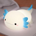 FAMIDUO Axolotl Night Light,Cute Axolotl Lamp,Food Grade Silicone Nursery Nightlight,Rechargeable/Dimmable LED Squishy Novelty Animal Bedside Touch Lamp,Baby Room Decor, Axolotl Gifts for Kids/Boys