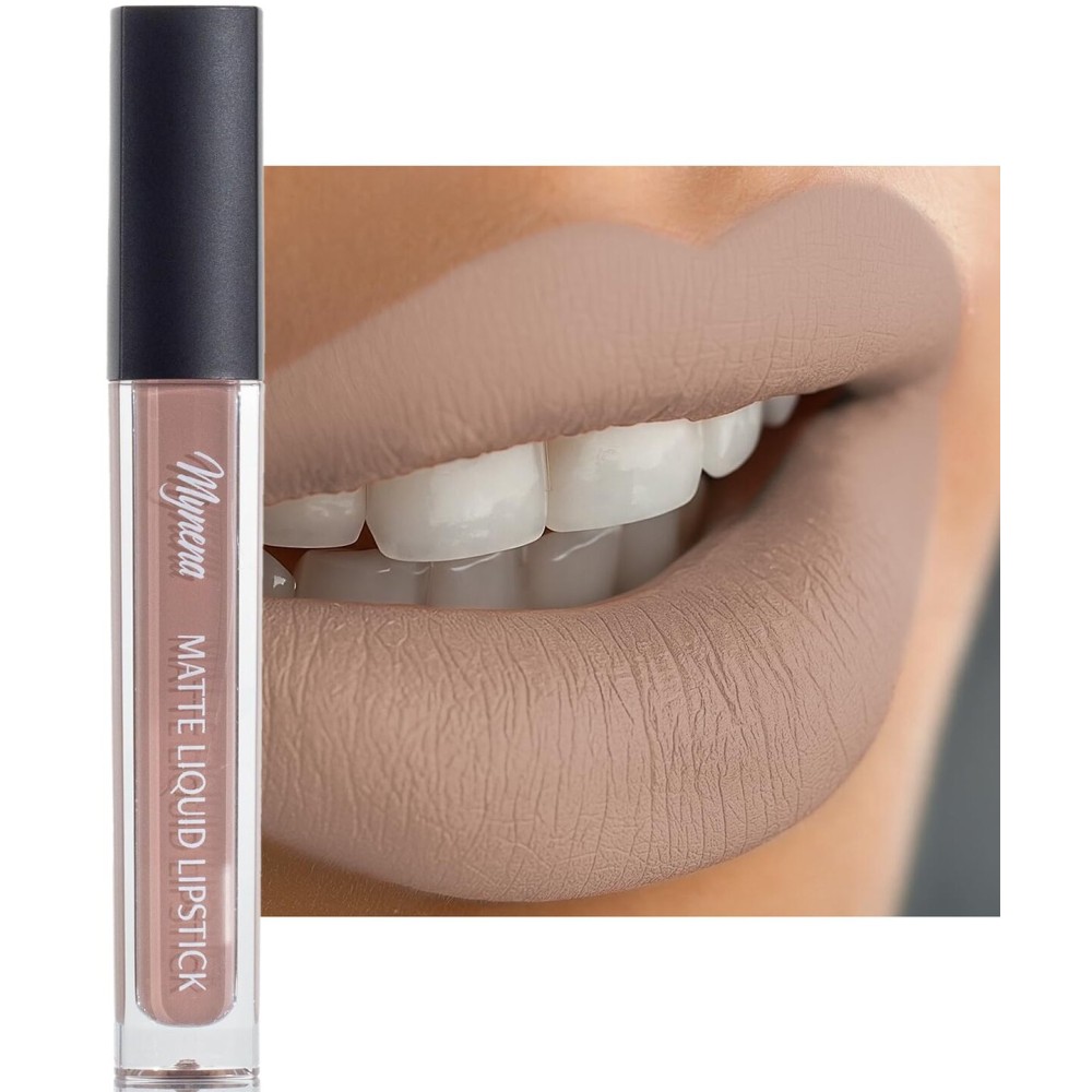 Mynena Soft Beige Nude Matte Liquid Lipstick | Long-Lasting Comfort | Smudge-Proof Transfer-Resistant | Full Coverage Non-Drying | Vegan & Cruelty-Free | All-Day Wear Lip Color | Sandy