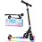 BELEEV Scooters for Kids Ages 3-12 with Light-Up Wheels & Stem & Deck, 2 Wheel Folding Scooter for Girls Boys, 3 Adjustable Height, Non-Slip Pattern Deck, Kick Scooter for Children (Black Rainbow)