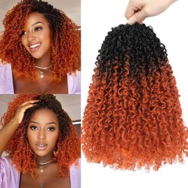 Aksice 8 Inch 8 Packs Yanky Twist Crochet Hair for Women Pre-looped Mini Twist Hair Bohemian Passion Twist Crochet Hair Boho Crochet Braids Synthetic (1B/Pumpkin)