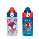 Zak Designs Marvel Spider-Man Sage Kids Water Bottle For School or Travel, 16oz Durable Plastic Water Bottle With Straw, Handle, and Leak-Proof Spout Cover, 2-Pack (Spidey and His Amazing Friends)
