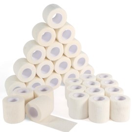 36 Rolls Elastic Self Adhesive Bandage Wrap 2 Inch, Breathable Non Woven Cohesive Bandage, Vet Wrap for Dogs, Ankle Sprains Swelling Medical First Aid Tape, Sports Athletic Tape White