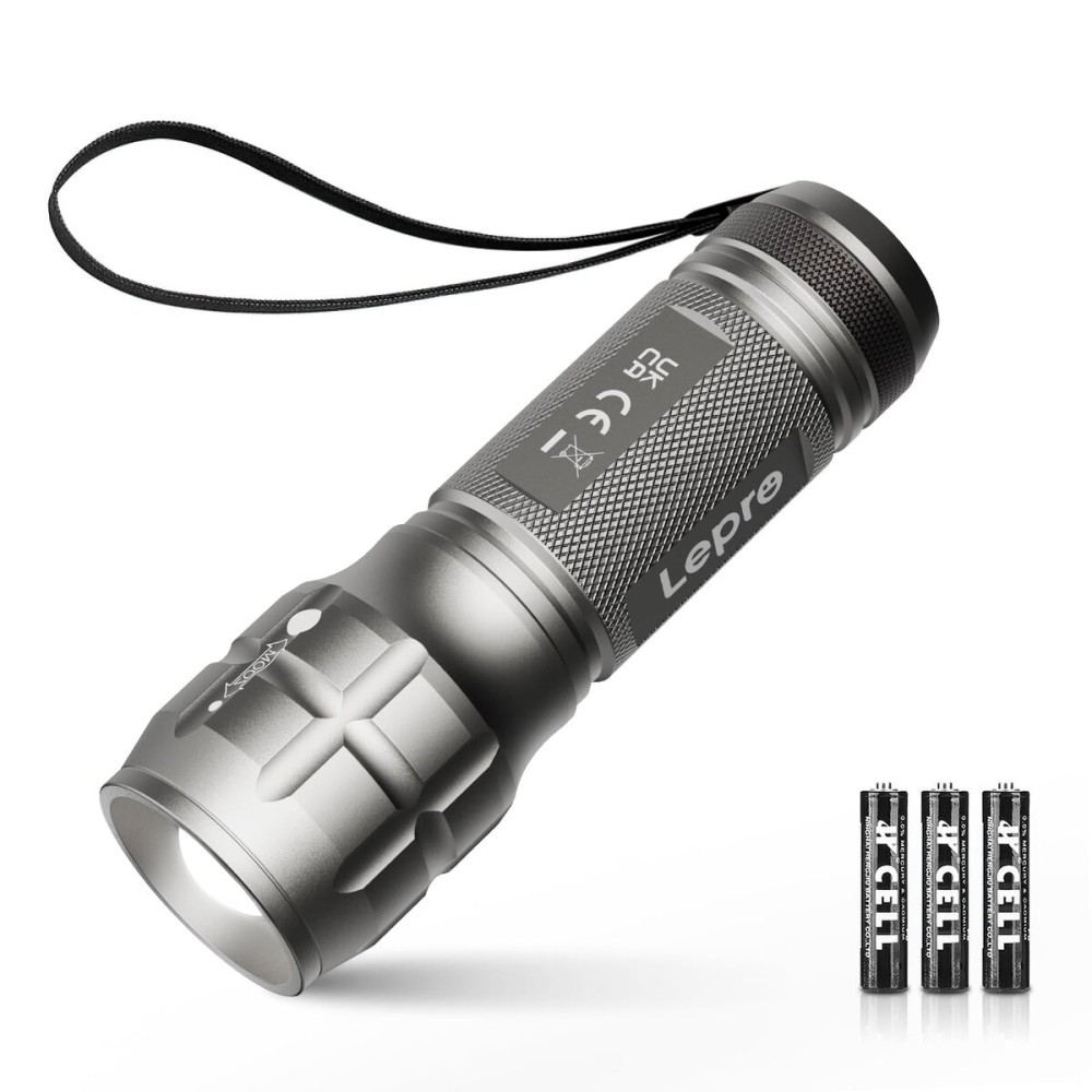Lighting EVER LED Flashlights High Lumens, Small Flashlight, Waterproof, Adjustable Focus Flash Light for Outdoor, Emergency, AAA Batteries Included