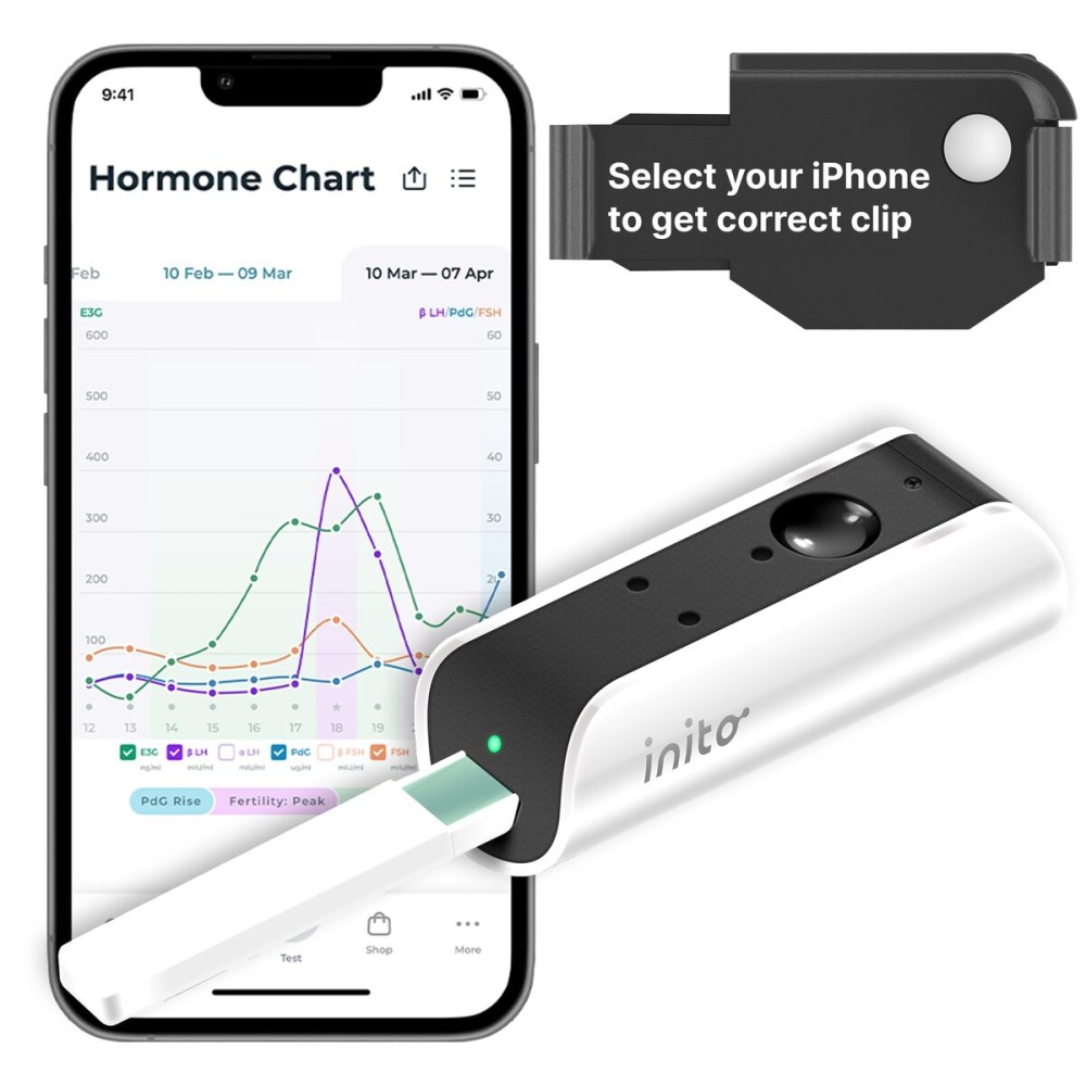 Inito Fertility Monitor & Hormone Tracker for Women | Estrogen, LH, PdG (Urine Metabolite of progesterone), FSH | Track and Confirm Ovulation | Includes 15 Strips (Compatible with iPhone 16)