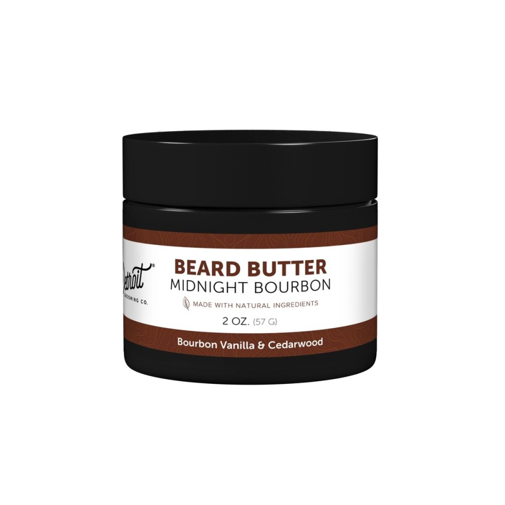 Detroit Grooming Co. Beard Butter for Men | Limited Edition | Softens, Hydrates & Nourishes with Safflower Oil & Shea Butter | Midnight Bourbon Scent, 2oz
