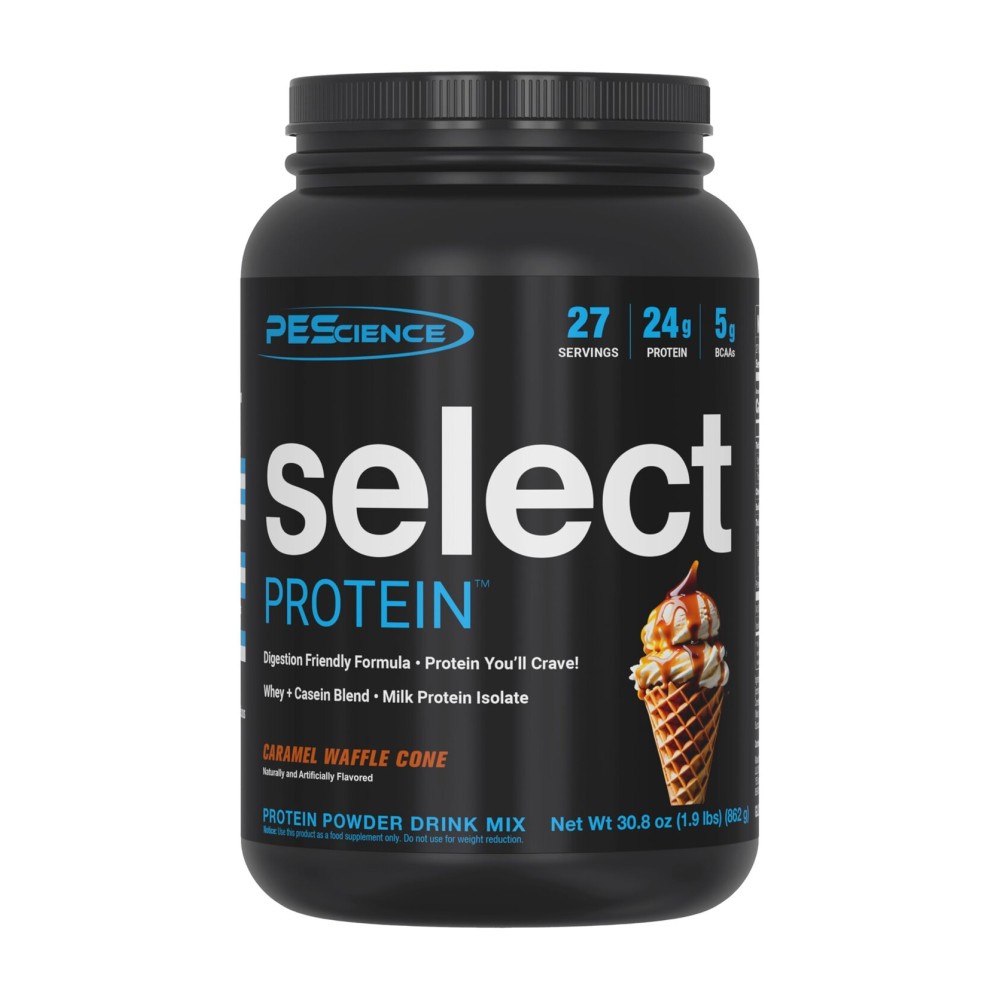 PEScience Select Protein Powder, Whey and Casein Blend, Clean Protein Powder for Women and Men, Low Calorie, Low Carb, Keto Friendly, Gluten Free - Caramel Waffle Cone - 27 Servings