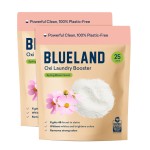 BLUELAND Oxi Laundry Booster Powder Refill 2-Pack, Spring Bloom Scent, 50 Loads, 35.2 oz, Plastic-Free, Eco Friendly, Oxy Cleaner, Stain Remover