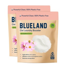 BLUELAND Oxi Laundry Booster Powder Refill 2-Pack, Spring Bloom Scent, 50 Loads, 35.2 oz, Plastic-Free, Eco Friendly, Oxy Cleaner, Stain Remover