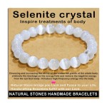AD Beads Handmade Gemstone Stretch Elastic Bracelet Crystal Healing Reiki Nature\'s Beauty and Spiritual Essence Unisex (8mm, Selenite Crystal (Inspire treatments))