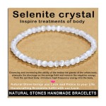 AD Beads Handmade Gemstone Stretch Elastic Bracelet Crystal Healing Reiki Nature\'s Beauty and Spiritual Essence Unisex (4mm, Selenite Crystal (Inspire treatments))