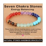 AD Beads Handmade Gemstone Stretch Elastic Bracelet Crystal Healing Reiki Nature\'s Beauty and Spiritual Essence Unisex (6mm, Seven Chakra Stones (Energy Balancing))