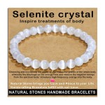 AD Beads Handmade Gemstone Stretch Elastic Bracelet Crystal Healing Reiki Nature\'s Beauty and Spiritual Essence Unisex (6mm, Selenite Crystal (Inspire treatments))