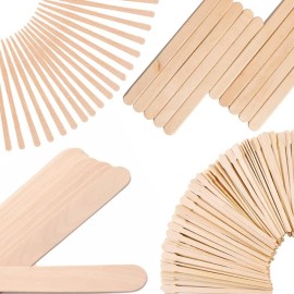 Mibly 4 Style 350 Pcs Assorted Wooden Wax Sticks for Body Legs Face and Small Medium Large Sizes Eyebrow Waxing Applicator Spatulas for Hair Removal or Wood Craft Sticks