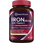 Doctor\'s Recipes Iron Supplement 65 mg with Vitamin C - Maximized Absorption & Stomach Friendly Iron Pills for Red Blood Cells Formation, Heart, Brain & Immunity Health - Vegan Non-GMO 90 Iron Tablets