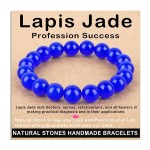 AD Beads Handmade Gemstone Stretch Elastic Bracelet Crystal Healing Reiki Nature\'s Beauty and Spiritual Essence Unisex (10mm, Blue Lapis Jade (Profession Success))