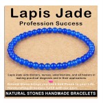 AD Beads Handmade Gemstone Stretch Elastic Bracelet Crystal Healing Reiki Nature\'s Beauty and Spiritual Essence Unisex (4mm, Blue Lapis Jade (Profession Success))