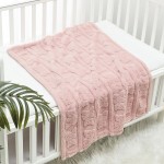 CREVENT 30X40 Cozy Soft Warm Sherpa Baby Blanket for Girls Boys, Newborn Essentials for Infant, Baby Shower Receiving Gift - Pink Bear 75X100cm