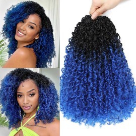 Aksice 10 Inch 8 Packs Yanky Twist Crochet Hair for Women Pre-looped Mini Twist Hair Bohemian Passion Twist Crochet Hair Boho Crochet Braids Synthetic (1B/blue)