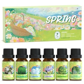 Soulorigin Spring Fragrance Oils Set, Essential Oil Gift Set for Diffuser, Spring Scent Diffuser Oil, Diffuser Scents Oil for Home,Freesia,Breeze,Fresh Green Willow,Fresh Cut Grass,Jasmine, After Rain