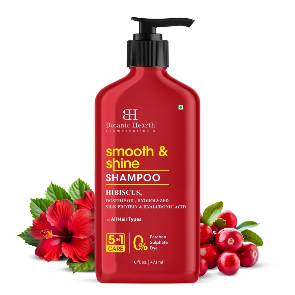 Botanic Hearth Hibiscus Shampoo Infused With Rosehip Oil, Hydrolyzed Silk Protein & Hyaluronic Acid Clarifying Shampoo To Smooth, Add Shine & Strengthen Hair| For All Hair Types, 16 Fl Oz