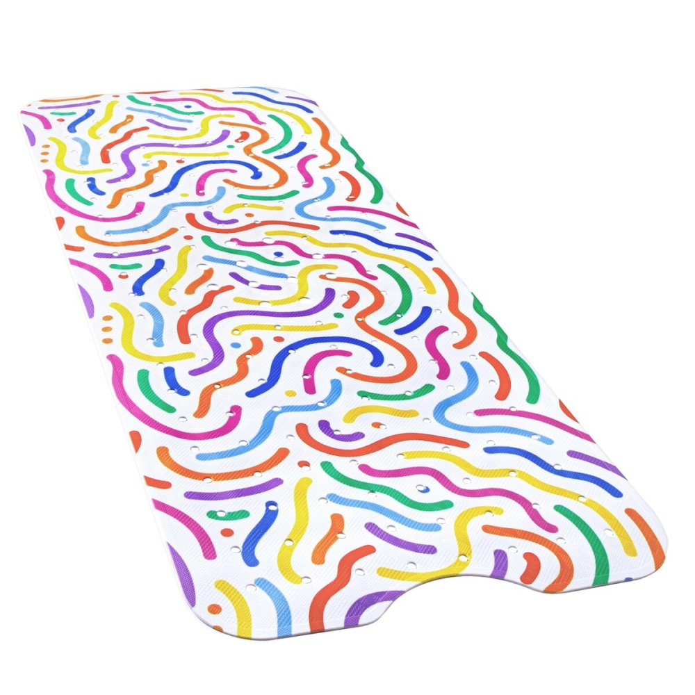 YINENN Bath and Shower Safety Mats 40x16 inch, Non Slip with Suction Cups for Bathroom Stall and Tub Floor, Extra Large and Machine Washable, Drain Holes Keep Bathtub Clean, Colored Lines