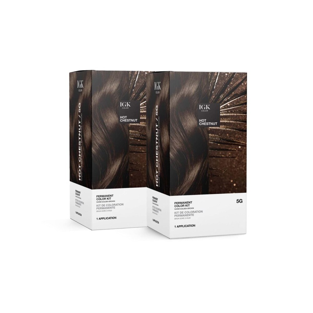 IGK Permanent Hair Color Kit | 5G Hot Chestnut - Warm Golden Brown | 100% Gray Color Coverage + Strengthen + Shine | Ammonia Free