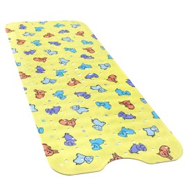 YINENN Bath and Shower Safety Mats 40x16 inch, Non Slip with Suction Cups for Bathroom Stall and Tub Floor, Extra Large and Machine Washable, Drain Holes Keep Bathtub Clean, Colored Dogs