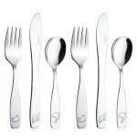 Exzact Children Flatware 6pcs, Stainless Steel Kids Silverware Toddler, Dishwasher Safe, BPA Free, 24M+, Engraved Ocean Creatures Dolphin, Turtle, Whale