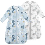 Yoofoss Baby Sleep Sack 0-6 Months Long Sleeve Wearable Blanket Baby 100% Cotton 2-Way Zipper 0.5 Tog Newborn Sleeping Sack, Lightweight(Small)