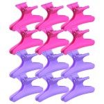 Ondder Purple Hot Pink Butterfly Hair Claw Clips for Styling & Sectioning - Pro Clamp Clips for Makeup, Cutting & Coloring - Hair Accessories for Women & Girls