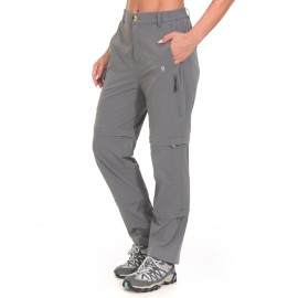 Little Donkey Andy Women\'s Stretch Convertible Pants, Zip Off Quick Dry Hiking Pants Regular Gray M