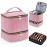 Corduroy Nail Polish Organizer and Nail Lamp Case, Nail Kit Organizer Holds 30 Bottles (15ml - 0.5 fl.oz) and a Nail Lamp, Nail Polish Carrying Case with Manicure Tools Storage Sections (Pink)