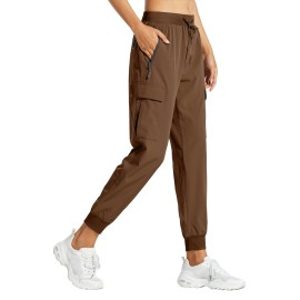 Libin Women\'s Cargo Joggers Lightweight Quick Dry Hiking Pants Athletic Lounge Casual Travel, Dark Brown M