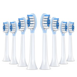Replacement Toothbrush Heads for Philips Sonicare Electric Toothbrush, 2-in-1 Tongue Cleaner, 8 Pack, Ice Blue,Suitable for Philips Sonicare Heads, C2, C1, C3, W1, W2, W3, G1, G2, G3