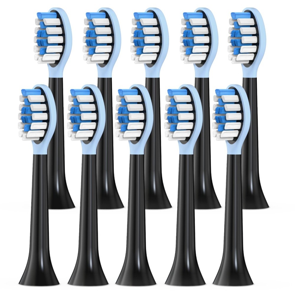 Replacement Brush Heads Compatible with Philips Sonicare Electric Toothbrush, 2-in-1 Tongue Cleaner, 10 Pack, Ice Blue, Suitable for Philips Sonicare Heads, C2, C1, C3, W1, W2, W3, G1, G2, G3