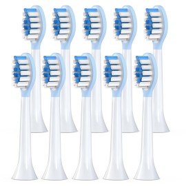 Replacement Toothbrush Heads for Philips Sonicare Electric Toothbrush, 2-in-1 Tongue Cleaner, 10 Pack, Ice Blue,Suitable for Philips Sonicare Heads, C2, C1, C3, W1, W2, W3, G1, G2, G3
