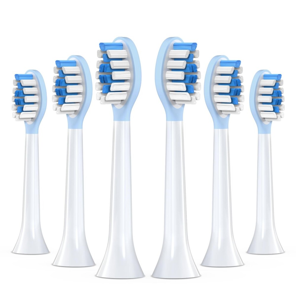 Replacement Toothbrush Heads for Philips Sonicare Electric Toothbrush, 2-in-1 Tongue Cleaner, 6 Pack, Ice Blue,Suitable for Philips Sonicare Heads, C2, C1, C3, W1, W2, W3, G1, G2, G3