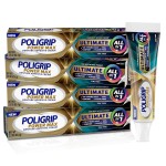 Poligrip Power Max Ultimate All-in-1 Denture Adhesive Cream, Zinc Free, 2.2 oz (4 Pack)