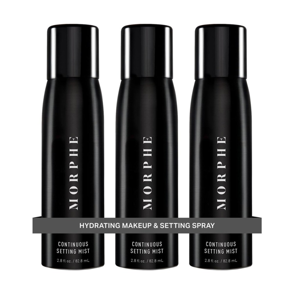 Morphe Continuous Setting Mist - Micro-Fine Makeup Setting Spray with a Natural Radiant Finish - Helps Makeup Resist Caking or Fading & Increases Wear of Foundation (3 Count, 2.8 fl oz)