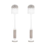 Ubbi Deluxe Baby Bottle Brush Set, Bottle Brush and Nipple Brush with Suction Cup, Baby Cleaning Essentials, Set of 2, Taupe
