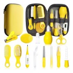 Baby Healthcare and Grooming Kit, 14 in 1 Baby Safety Set Newborn Nursery Health Care Set with Hair Brush Scale Nail Clippers for Baby Girls Boys(14 Kits Yellow)