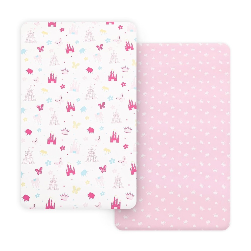 PHF Soft Mini Crib Sheet Set, 2 Pack Silky Comfy Pack N Play Sheets for Boys Girls, Universal Fit for Pack N Play, Playard and Mini Crib Mattresses, Castle
