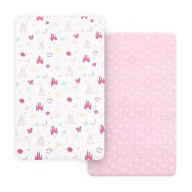 PHF Soft Mini Crib Sheet Set, 2 Pack Silky Comfy Pack N Play Sheets for Boys Girls, Universal Fit for Pack N Play, Playard and Mini Crib Mattresses, Castle