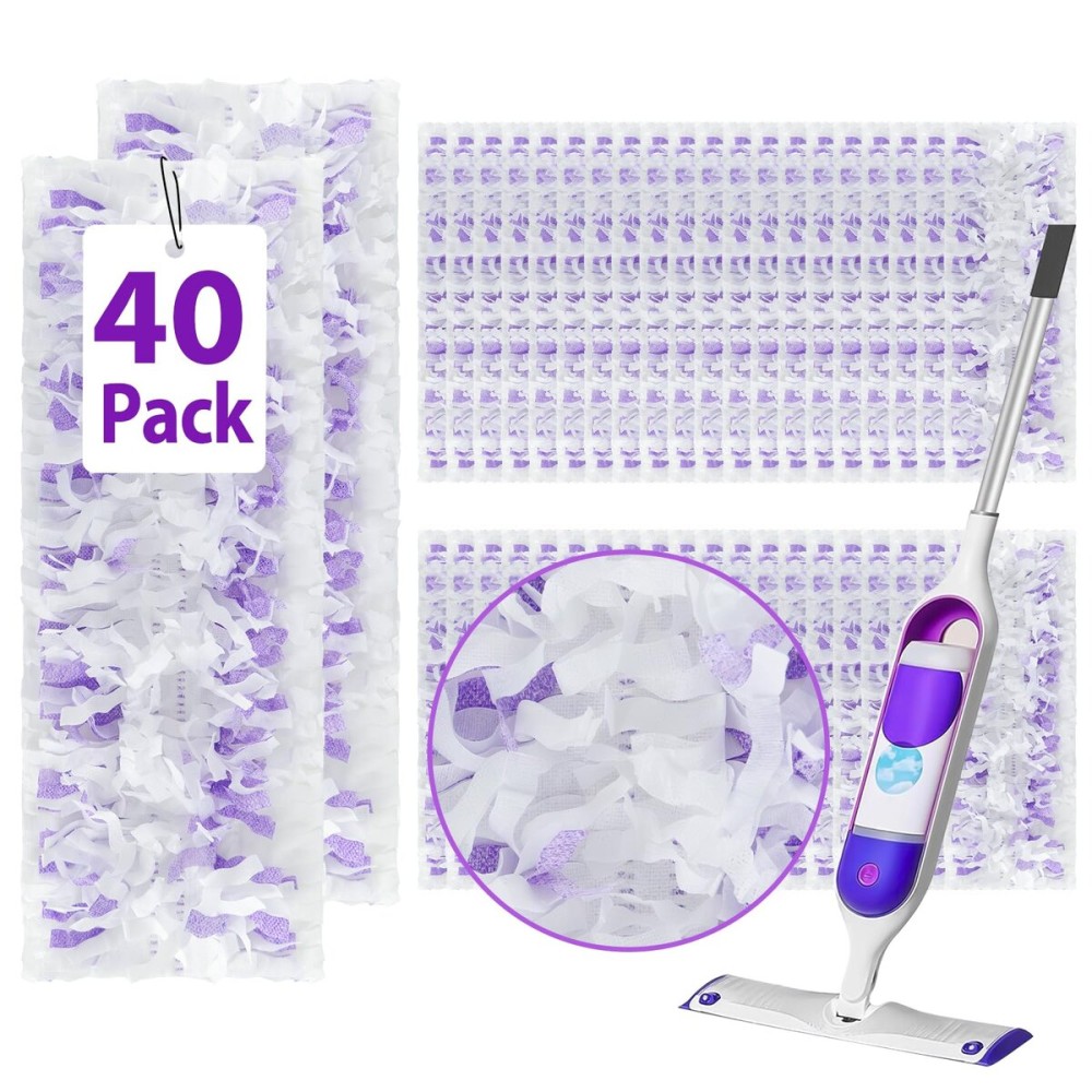 40 Count Disposable Heavy-Duty Power Mop Pads Refills for Swiffer Power Mop,Replacement Floor Cleaning Refills, Non-Washable & Unscented, Compatible with Swiffer PowerMop (Quick-Absorb, No Residue)