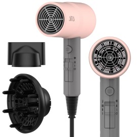 AINA Hair Dryer with Diffuser, Blow Dryer for Women | Advanced Ionic Technology, Ceramic Coating | Cold Shot Features Turbo Heat for Fast Drying and Shine 110V/ALCI (Misty Blush)