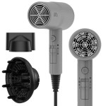 AINA Hair Dryer with Diffuser, Blow Dryer for Women | Advanced Ionic Technology, Ceramic Coating | Cold Shot Features Turbo Heat for Fast Drying and Shine 110V/ALCI (Ash Grey)