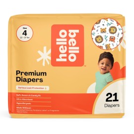 Hello Bello Diapers, Size 4 (22-37 lbs) Wild Cats, 21 Count of Premium Disposable Baby Diapers, Hypoallergenic with Soft, Cloth-Like Feel