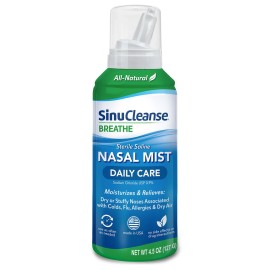 SinuCleanse Daily Care Sterile Saline Nasal Spray, Ultra Fine Mist, Instantly Moisturizes & Relieves Everyday Nasal Congestion Due to Colds & Dry Air, 4.5 Oz (1 Pack), Made in USA