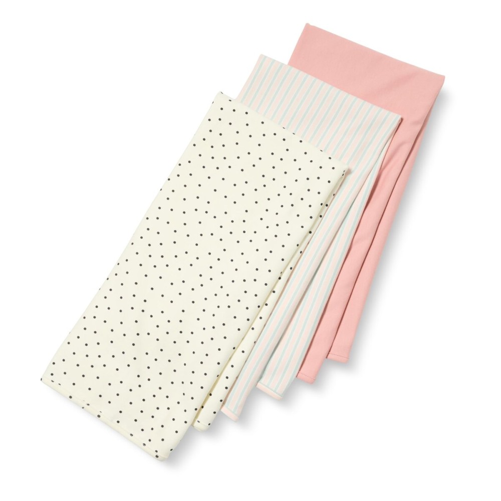 Amazon Essentials Unisex Babies\' Swaddle Blankets, Pack of 3, Dusty Rose/Dots/Stripe, One Size
