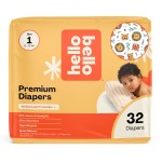 Hello Bello Diapers, Size 1 (8-12 lbs) Wild Cats, 32 Count of Premium Disposable Baby Diapers, Hypoallergenic with Soft, Cloth-Like Feel